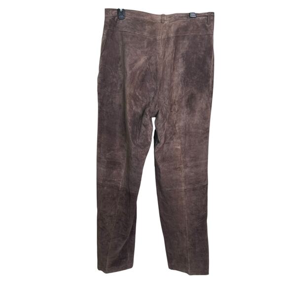 David Brooks Vintage Size 16 Chocolate Brown Lined Suede High Waisted Pants - Picture 2 of 5